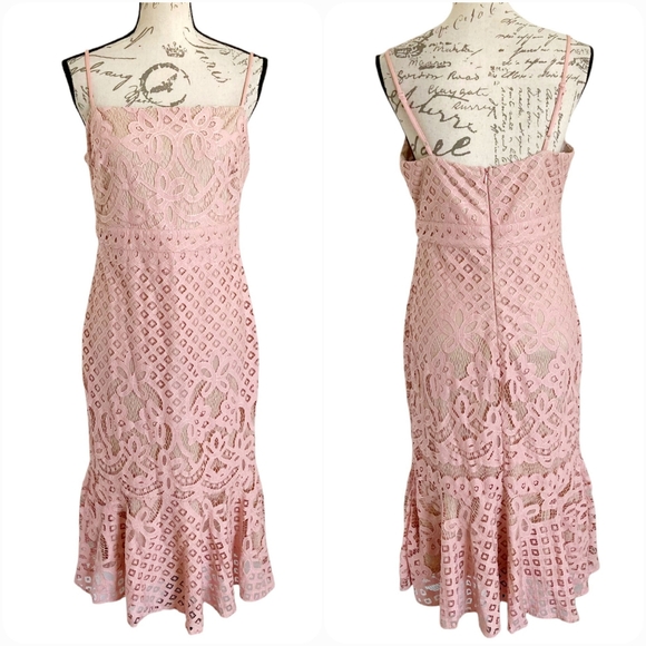 Lulu's Pink Lace Midi Dress - Picture 3 of 14